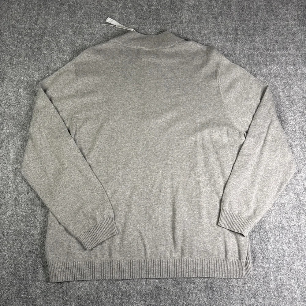 Raffi Men's Wool Cashmere Mock Neck Quarter Zip Sweater XL Gray Cable Knit